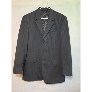 Jos. A. Bank Mens 43 L Suit Jacket Gray‎ Brown Stripe 100% Wool 3 Button Up